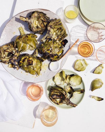 Grilled Artichokes with Lemon Vinaigrette