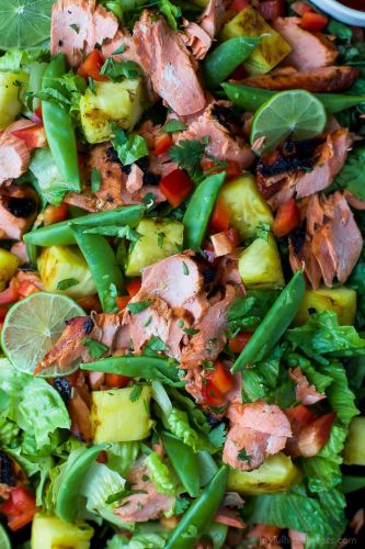 Grilled Honey Sriracha Salmon Salad