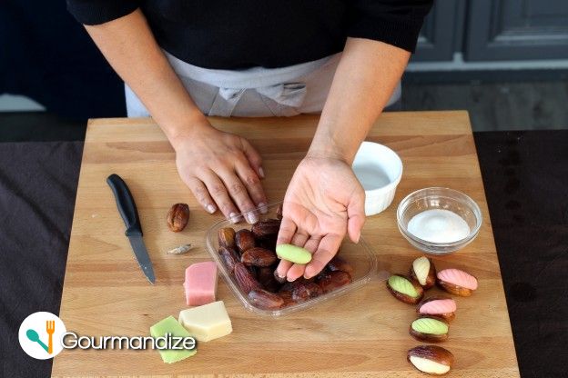 Shape the almond paste for stuffing