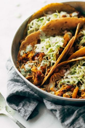 Instant Pot Hawaiian Chicken Tacos with Jalapeno Ranch Slaw