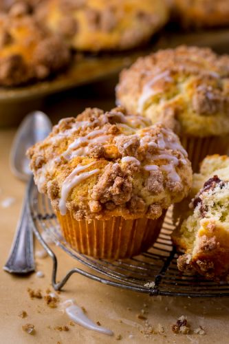 Bakery-Style Coffee Cake Muffins with Vanilla Glaze