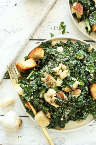 White Bean Kale Salad with Tahini Dressing