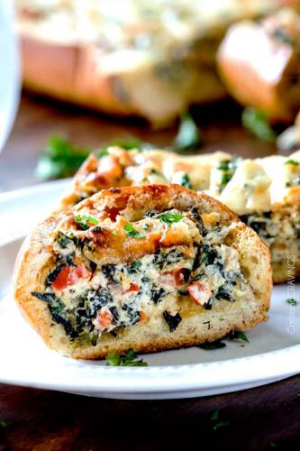 Easy Spinach Dip Stuffed French Bread