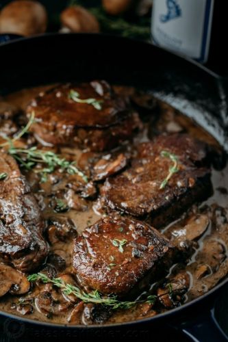 Filet Mignon in Mushroom Wine Sauce