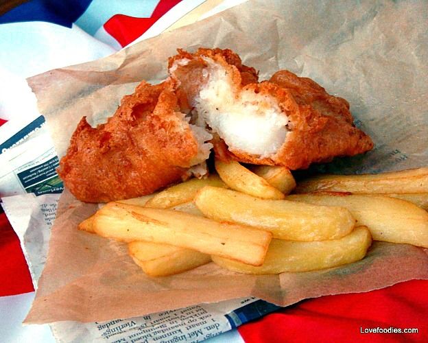 BRITISH BEER BATTERED FISH AND CHIPS