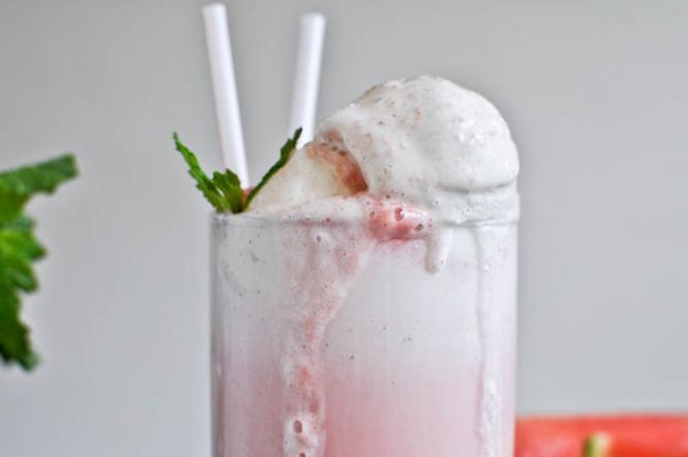 Fresh Mint and Watermelon Soda Floats