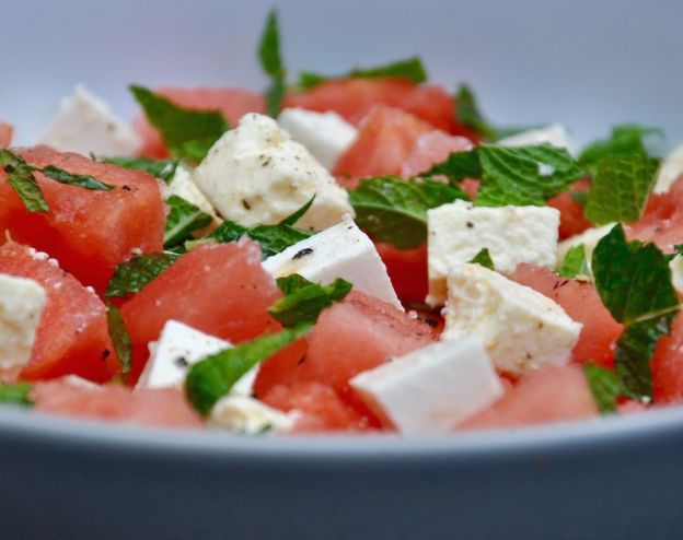 Watermelon, feta and mint salad