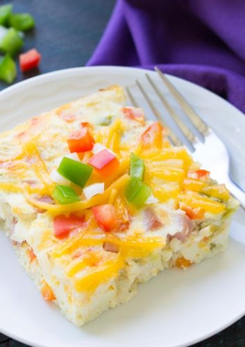 Slow Cooker Ham, Cheese and Veggie Frittata