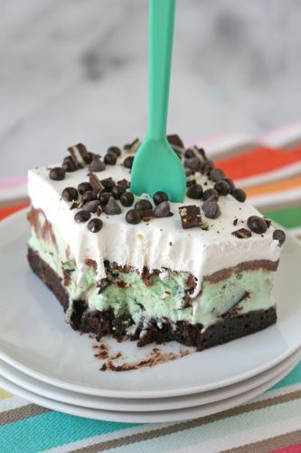 Mint chip brownie ice cream squares