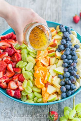 Fruit salad with orange poppy syrup