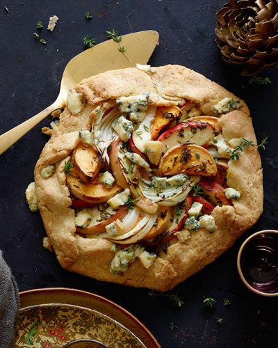 Butternut squash, apple, and onion galette with Stilton