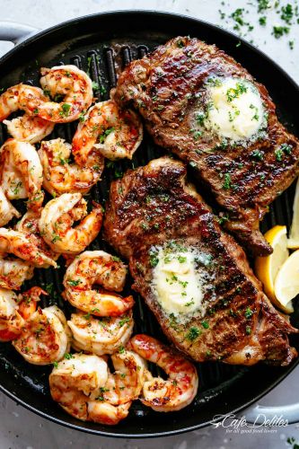 Garlic Butter Grilled Steak & Shrimp