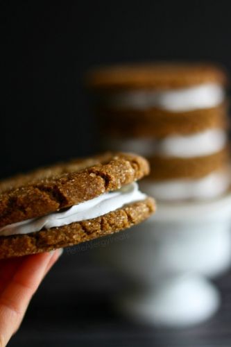 Vegan gingersnap sandwich cookies