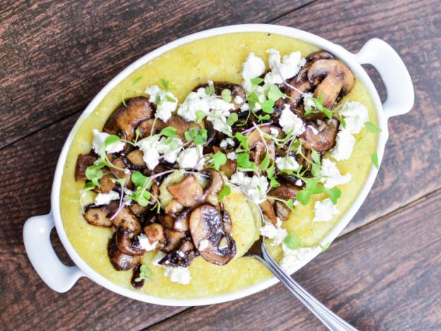 Goat Cheese Polenta with Balsamic Mushrooms