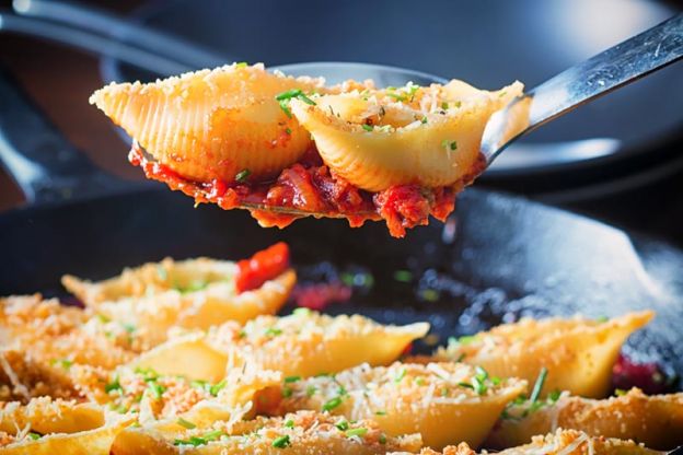 Skillet Goats Cheese Stuffed Pasta Shells