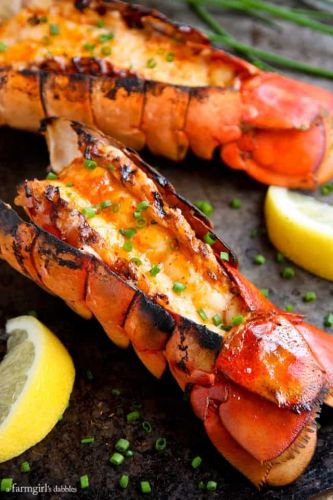 Grilled Lobster Tails with Sriracha Butter