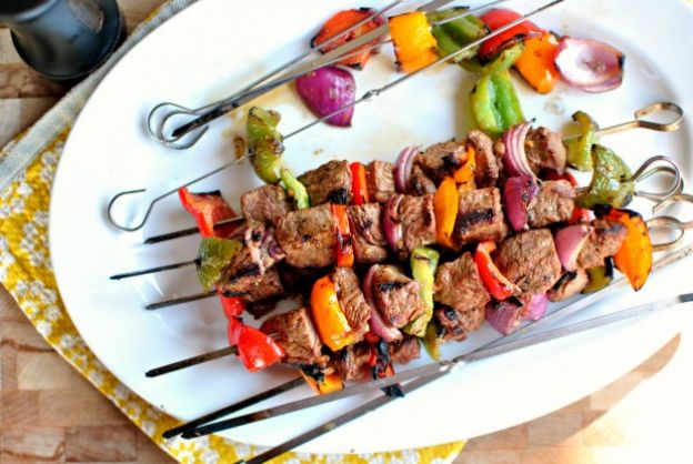 Grilled Marinated Steak and Vegetable Kebabs