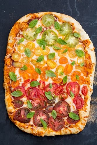 Grilled Rainbow Tomato Pizza