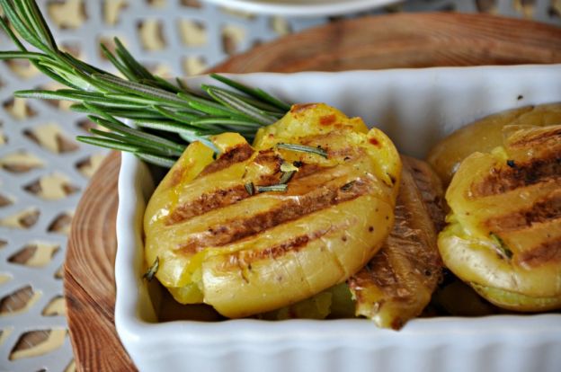 Grilled smashed potatoes