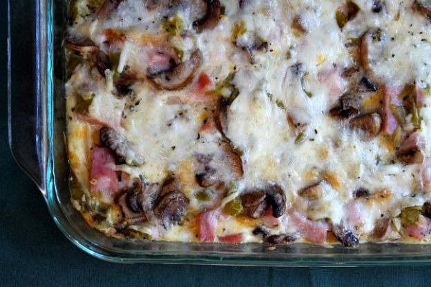 Overnight ham & cheese bake