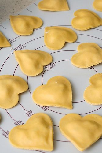 Four cheese ravioli hearts