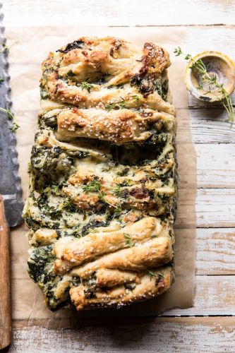 Herbed Spinach and Artichoke Pull Apart Pretzel Bread