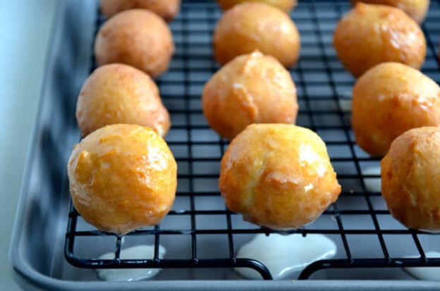 Homemade glazed donut holes