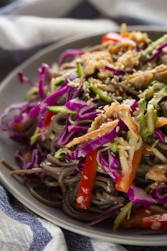 Chicken Soba Noodle Salad Recipe with Sesame Vinaigrette