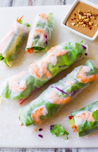 Homemade Fresh Summer Rolls With Easy Peanut Dipping Sauce