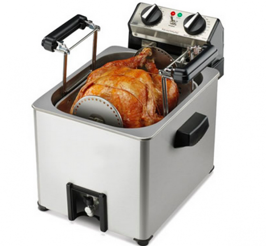 Deep fryer for a whole chicken