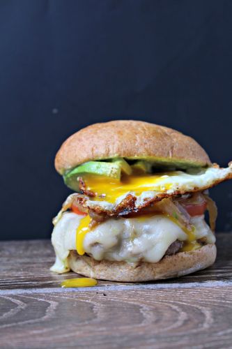 Loaded cheeseburgers with lemon basil aioli