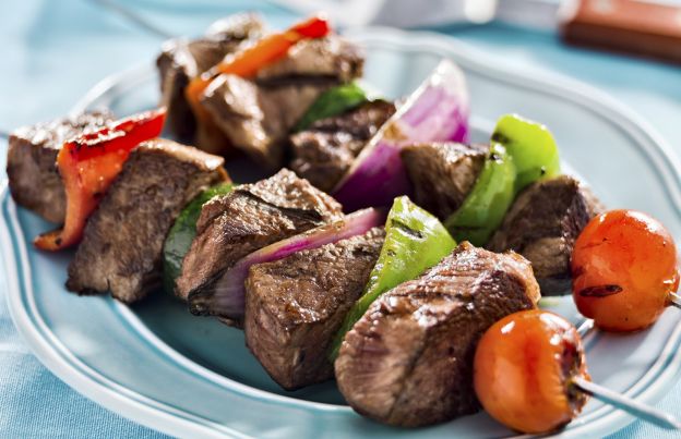 Beef and vegetable kabobs