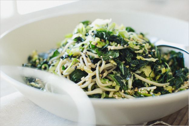 Kale & Slivered Brussels Sprout Soba Noodles