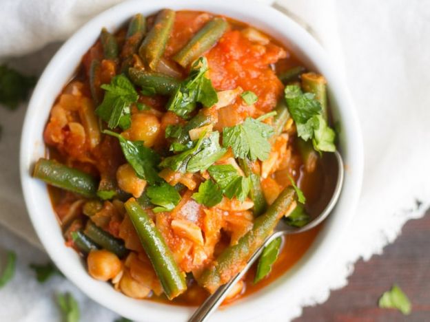 Lebanese Green Bean Stew with Chickpeas and Almonds