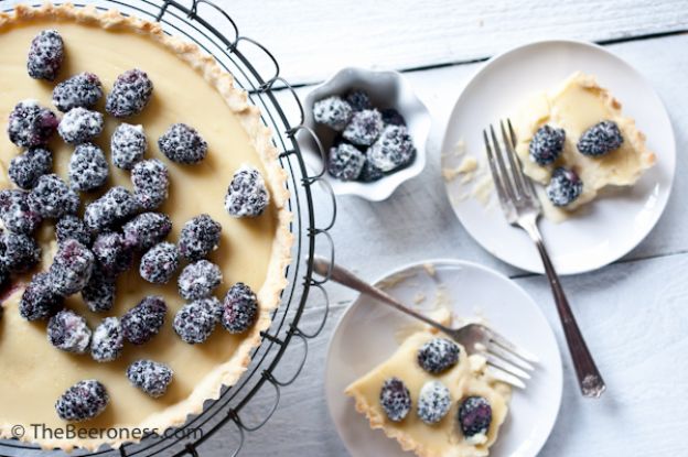 Lime Sugared Blackberry and Coconut Pale Ale Pastry Cream Tart