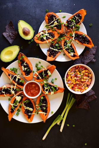 Loaded Black Bean Sweet Potato Boats