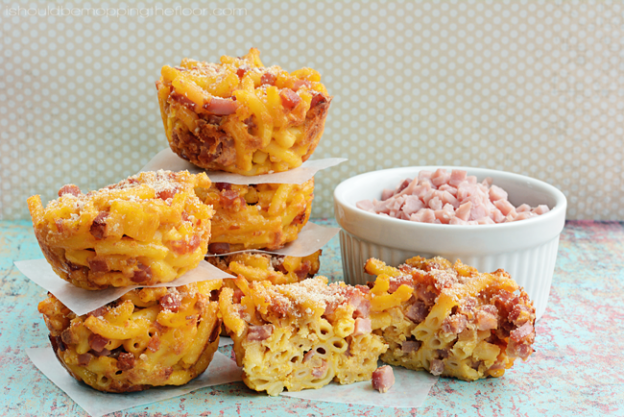 Ham and mac & cheese lunchbox muffins