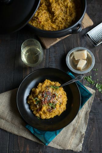 Maple bacon pumpkin risotto