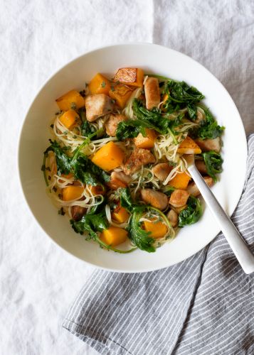 Maple Butternut Squash and Chicken Pasta with Kale