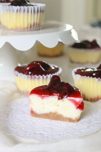 Mini cherry cheesecakes