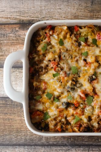 Beefy nacho casserole