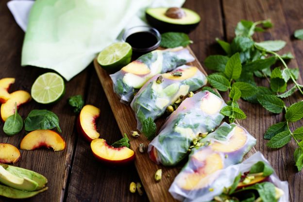 Nectarine, Avocado & Spinach Spring Rolls