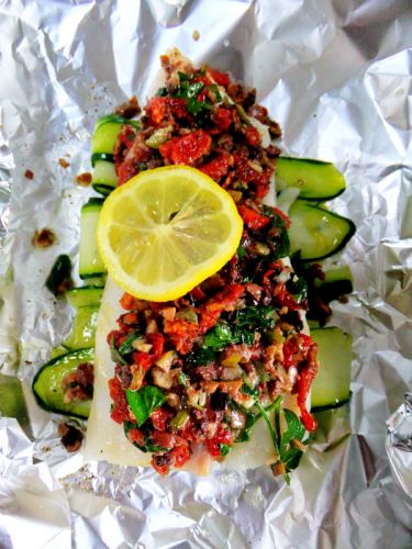 Olive Crusted Cod in Foil