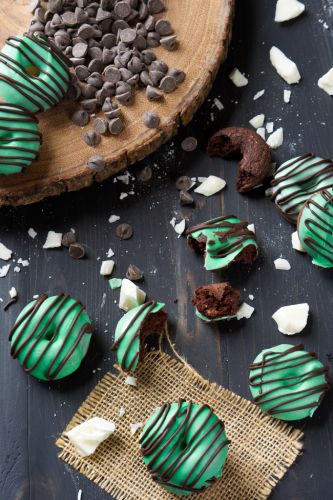 One bowl mini Thin Mint donuts