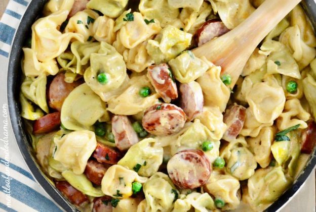 One Pot Creamy Kielbasa Tortellini