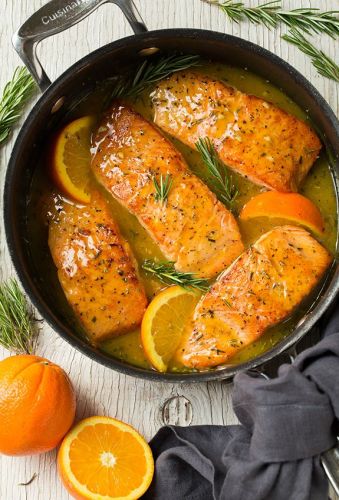 Orange-rosemary glazed salmon