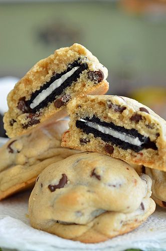 Oreo stuffed chocolate chip cookies