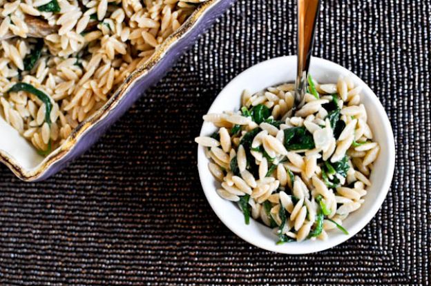 Three cheese orzo and spinach