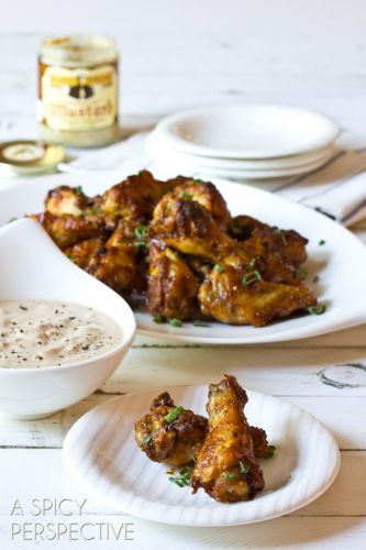 Spicy Oven Chicken Wings with Apple Onion Dip