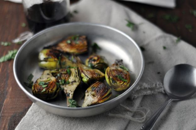 Pan Fried Baby Artichokes with Mint and Lemon